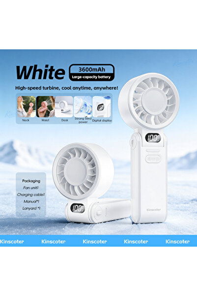 Choice8 3600mAh B White NO ICE Portable High Speed Cooling Handheld Fan 3600m...