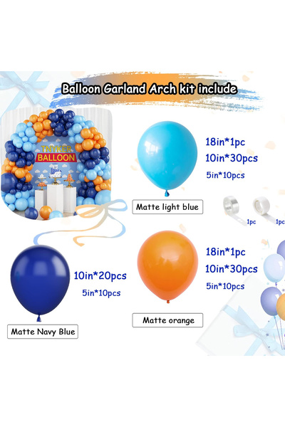 Choice Other Blue and orange 114pcs blue and orange latex balloon arch set fo...