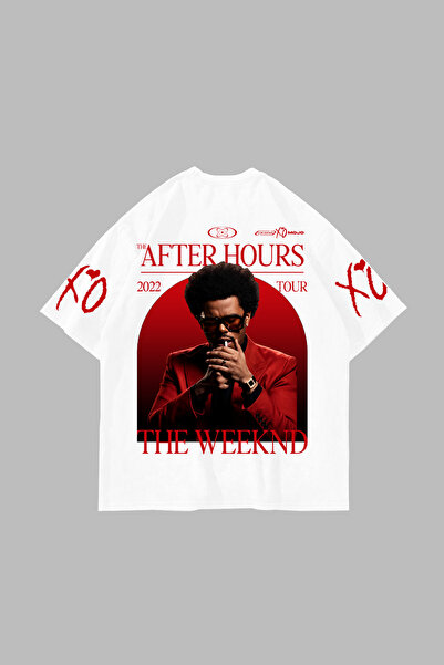 Sekizbiraltı تي شيرت The Weeknd After Hours أبيض كبير الحجم