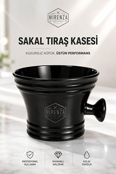 mirenza cosmetic Profesyonel Dayanıklı Sakal Tıraş Tası Siyah Köpük Hazırlama...