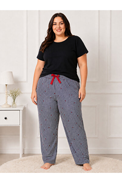Lady Queen Bamboo Stretch Fabric Ring Viscose Oversized Elastic Waist Pajama ...