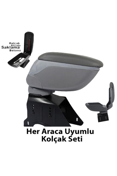 Universal Sürgülü Ara Kolçak Kol Dayama Sport Tip Lüks Gri