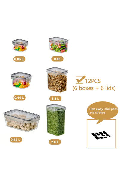Choice 12pcs(6Boxes 6Lids) 12PCS BPA Free Airtight Food Containers with Lids ...