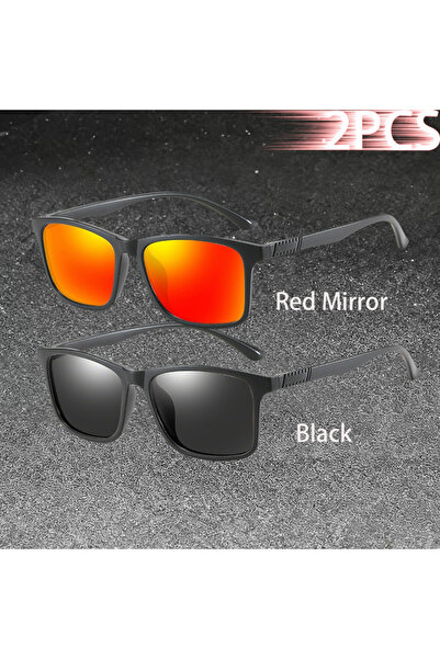 Choice7 RedMirror-Black 1-2PCS Luxury Men Sunglasses Fashion Vintage Square U...