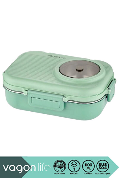 Vagonlife Bento 1100ml Lunchbox New Collection Single Layer 3 Compartments an...