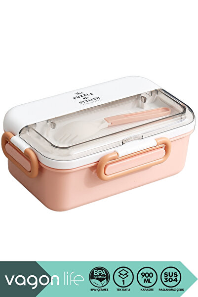 Vagonlife Bento 900ml Lunchbox New Collection 1 Layer 3 Compartments Stainles...