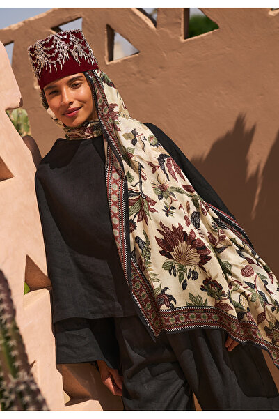 Freshscarfs Mystic Bloom Desen Soft Viskon Şal Kiremit
