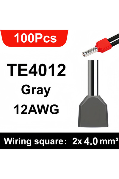 Choice3 100pcs-TE4012 100/700pcs TE Double Wire Tube PVC Insulated Terminal C...