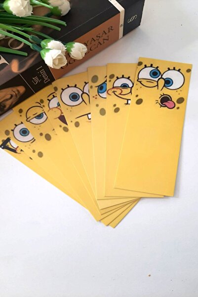 Emtory Home 8'li Sünger Bob's Serisi Kitap Ayracı - Kalın Kuşe - 4,5x15cm - Okul Hediye - Öğrenci Hediye