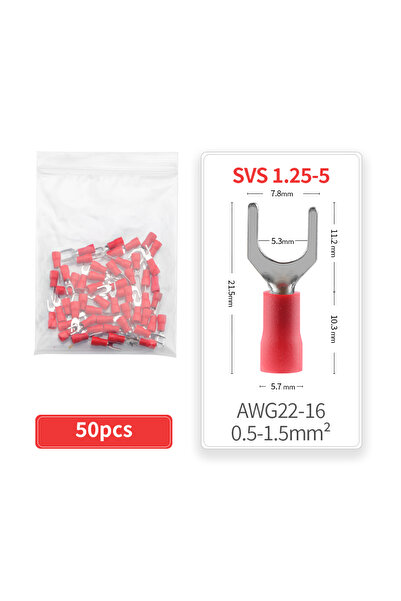Choice4 SV1.25-5 50PCS Fork Crimp Terminal Electrical Wire Connectors Spade L...