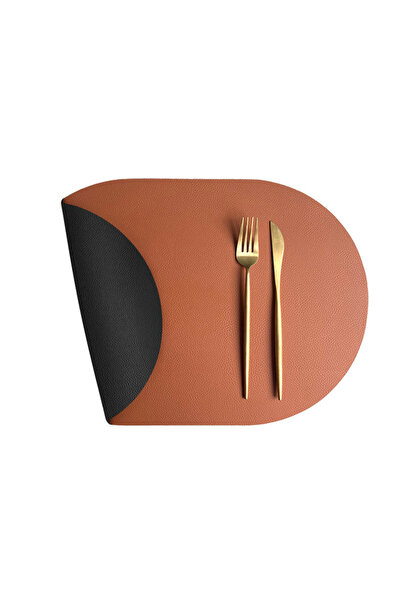 Choice1 30x44cm DS brow black Oval Reversible Faux Leather Placemats Black Wa...