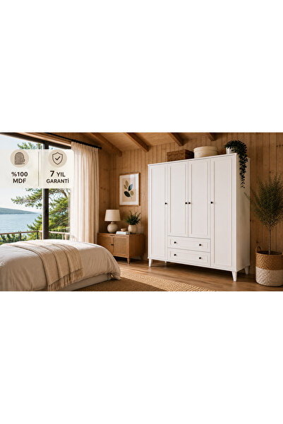 VENATTO madrid 4 kapaklı ,10 raflı,2 çekmeceli avangart dolap/gardırop (%100mdf)