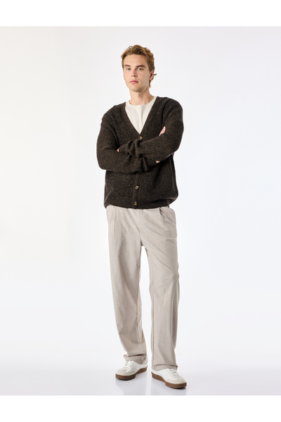 Koton Viscose Blended Pleated Fabric Trousers with Pockets