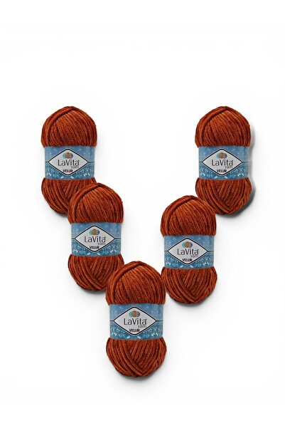 LaVita Yarn Velur Velvet Hand Knitting Yarn 100% Polyester 500Gr 5 Pcs (4135 ...