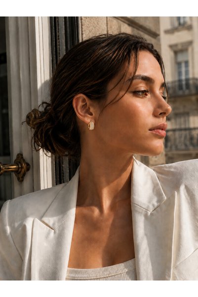 AUBRA Serel Glow Stone Xuping Women's Steel Earrings Non-Tarnish Rose Gold Color