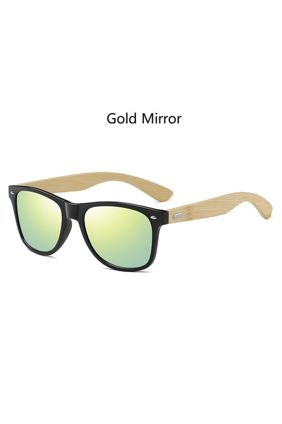 Choice 1502Z(Gold Mirror) Fashion Bamboo Wood Vintage Square Sunglasses Men W...