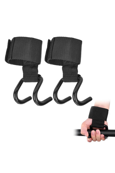 Choice Black 1 Pair of Heavy-Duty Weightlifting Hooks and Wristbands for Stre...