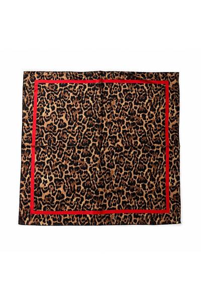 Axesoire 15418 Leopar Desenli Vizon Bandana Fular 70x70 cm