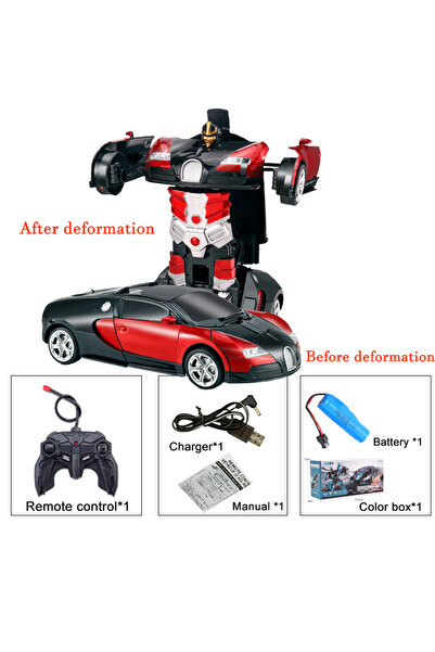 Choice11 377 Red 2IN1 Electric RC Car Transformation Robots One-key Deformati...