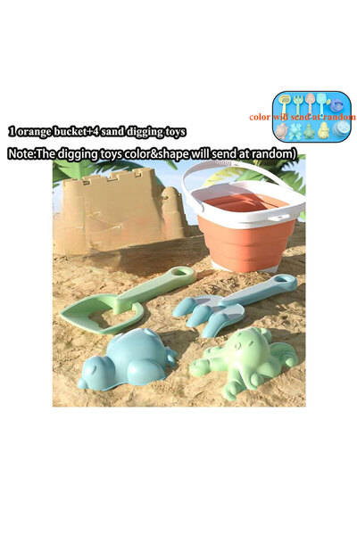 Choice 5pcs orange 11/5/1 PCS Beach Sand Play Water Set Folding Bucket Summer...