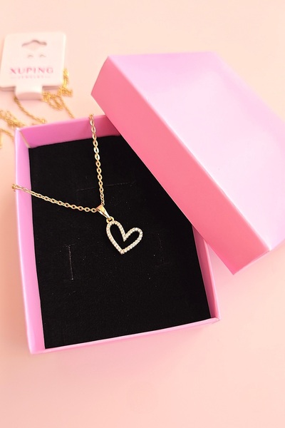 MİLUNXTE Xuping Stone Heart Necklace Stainless Tarnish-Free Gold Color Vip St...