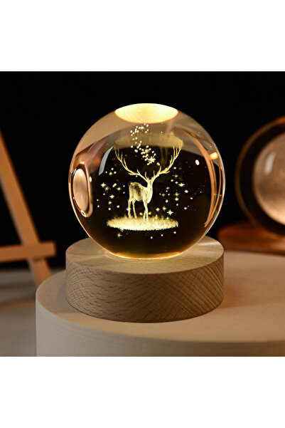 Choice USB Plug elk deer Unique 3D Crystal Ball Night Light Led Lamp Bedside ...