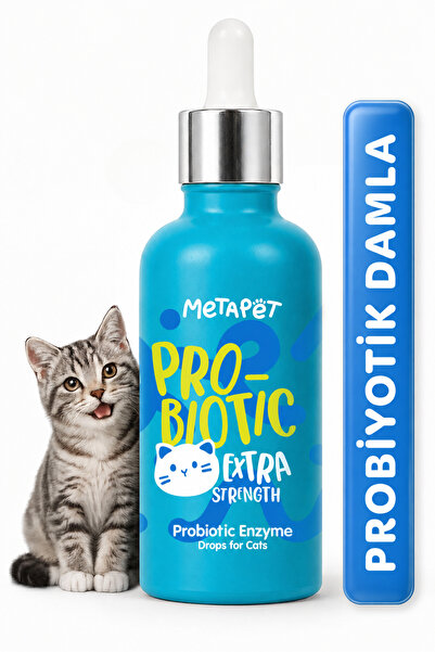Metapet Kediler için Probiyotik Damla, Güçlü Sıvı Enzim Form, Suyuna veya Mam...