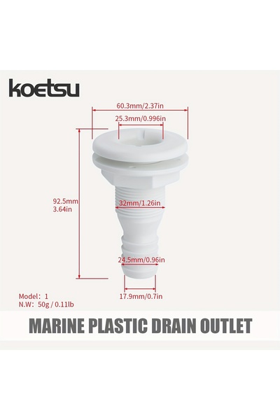 Choice Beige KOETSU Marine Plastic Drain White Boat Drainage Pipe for Bathroo...
