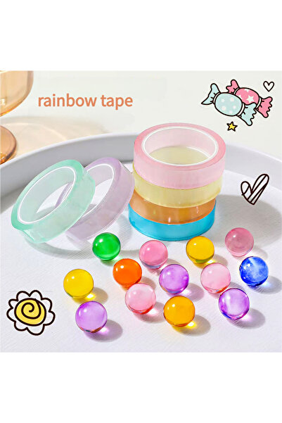 Choice 6 Mixed Color 6Rolls Colorful Crystal Ball Tape Sticky Tape Macaron Co...