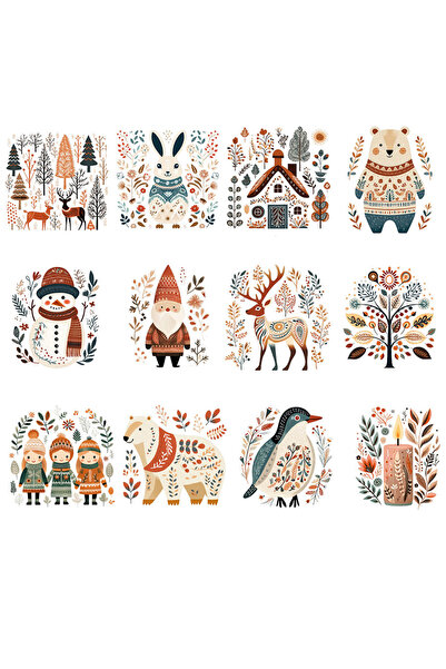 Choice Colorful 12pcs Spring Nordic Folk Art DIY UV DTF Cup Wrap Transfer Sti...
