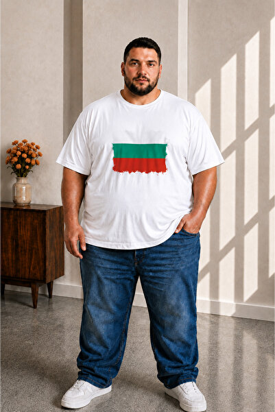 sngl tekstil Men's Large Size Short Sleeve Bulgaria Flag Printed T-Shirt 3XL ...