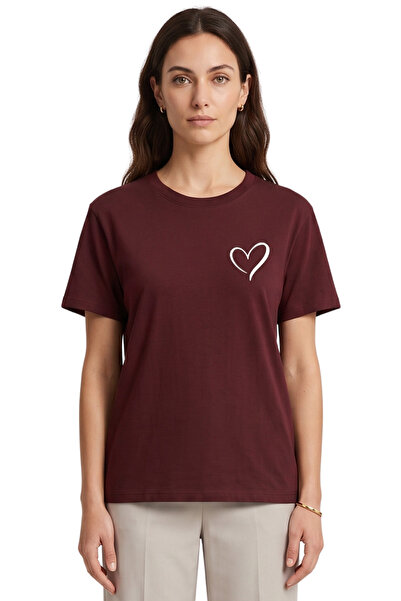 DK DAKSEL Women's Minimal Heart Printed Multicolor Oversized T-Shirt