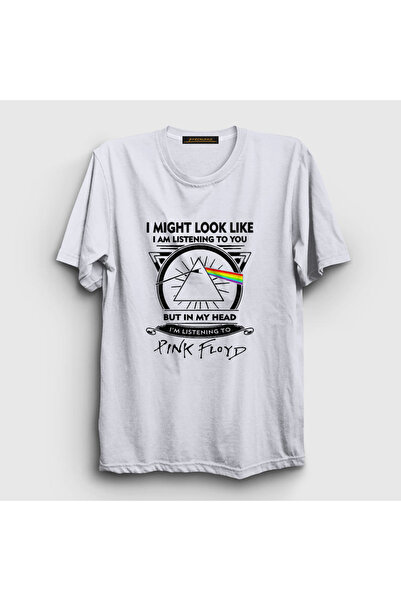 Presmono Unisex White Listening to Pink Floyd T-Shirt 351240Tt
