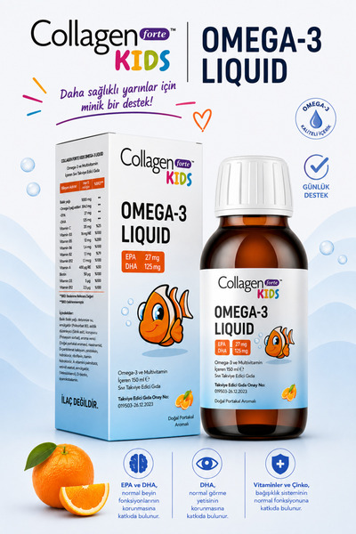 Collagen Forte Platinum Omega-3 Kids Liquid & Multivitamin 150ml Çocuklar Içi...