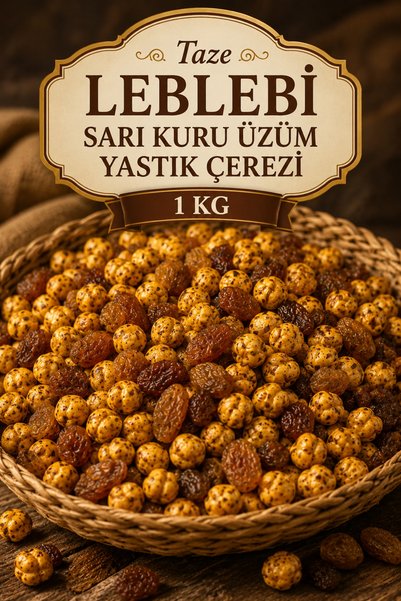 ÜLKÜ KURUYEMİŞ (1 KG) Taze Leblebi Sarı Kuru Üzüm Yastık Çerezi Hediyelik Tat...