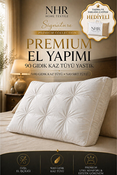 NHR HOME Premium El Yapımı, %100 Kaz Tüyü Dolgulu, %90 Gıdık , Uyku Yastığı /...