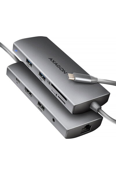 Axagon Hub USB HMC-8HLSA, HDMI, RJ-45, 5Gbps, USB, SD/microSD, PD 100W