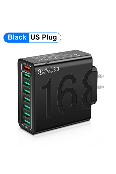 Choice US Black Total 150W 8 Ports USB Charger Fast Charging Phone Charger Ad...