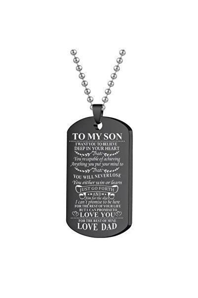 Choice black To My Son Inspirational Necklace Black Silver Color Stainless St...