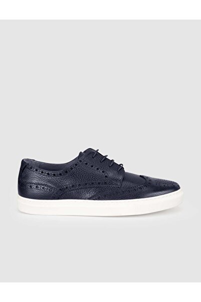 Cabani Navy Blue Genuine Leather Men's Oxford Sneaker