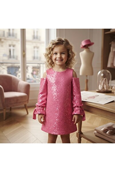 mon icone Rochie roz cu paiete