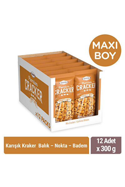 Crackfers Mix Maxi Boy Kraker - Balık - Nokta - Badem 300 gr x 12 Adet