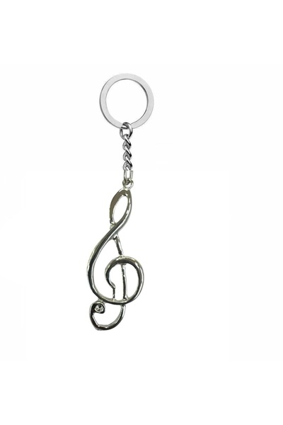 Herşey Nota Metal Keychain with Left Hand Switch Figure – Unisex – Music Them...