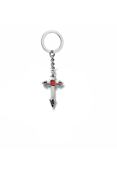 Herşey Nota Breloc unisex cu cruce antică cu punct roșu – accesoriu metalic g...