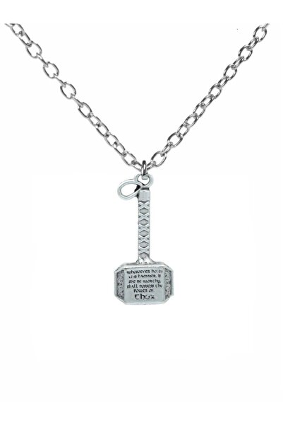 Herşey Nota Thor's Hammer Figured Necklace – Zamak Plated Unisex Jewelry with...