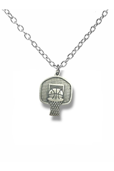 Herşey Nota Basketball Ball and Ladle Figured Necklace – Silver Color Sports ...