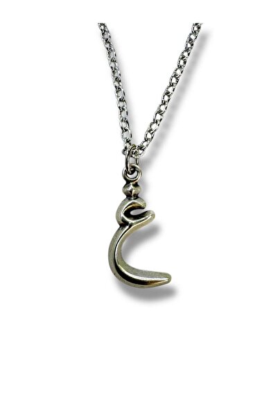 Herşey Nota Arabic Moon (ع) Letter Necklace – Meaningful Jewelry with Zamak P...