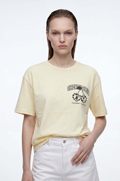 HAKKE Cherry Club Printed Oversized T-Shirt