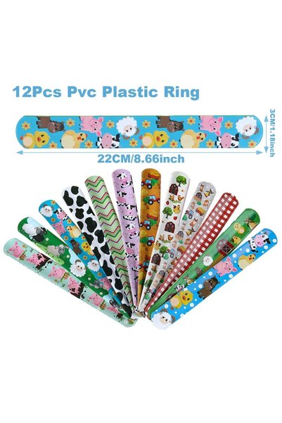 Choice 12pcs Papa circles 12PCS Farm Animals Slap Bracelets For Birthday Part...