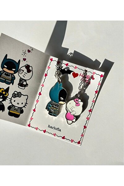 Herşey Nota Hello Kitty and Batman İkili Çift Kolyesi